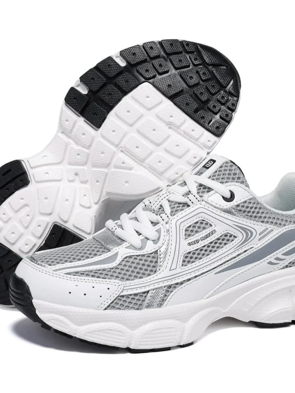 Women's Grey Chunky Fashion Sneakers Casual Sports Shoes Mesh Athletic